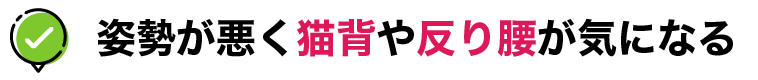 姿勢が悪く猫背や反り腰が気になる  